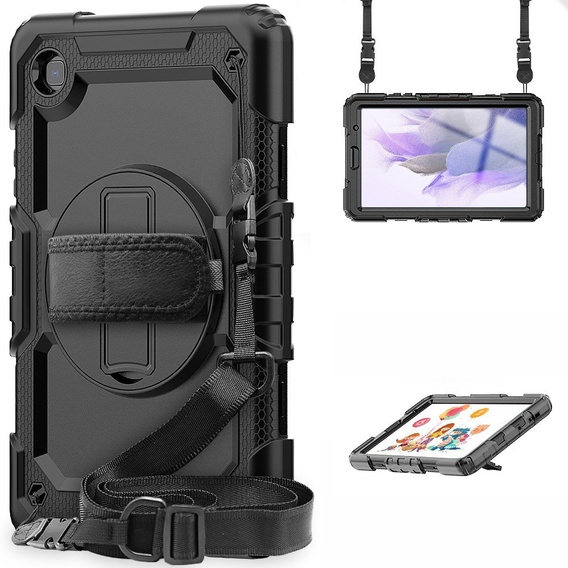 Etui do Samsung Galaxy Tab A7 Lite 8.7 T220 / T225, Pancerne z ochroną ekranu, Czarne