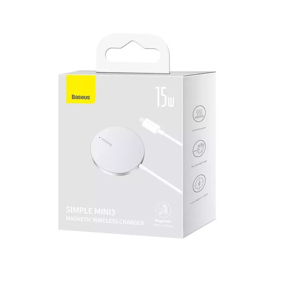 Magnetyczna ładowarka indukcyjna Baseus Simple Mini 3 15 W – Srebrna