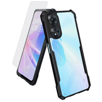 Zestaw Etui do Oppo A78 5G, AntiDrop Hybrid, przezroczyste z czarną ramką + szkło