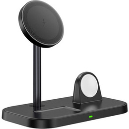 Ładowarka indukcyjna Magsafe do iPhone Apple Watch AirPods Qi 15W, czarna