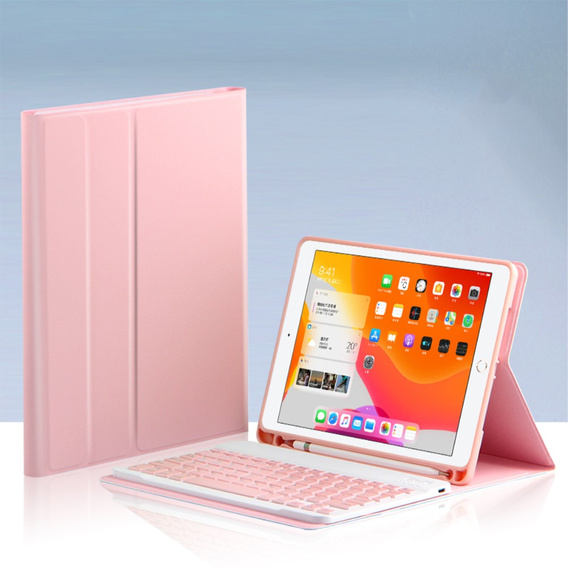 Etui z klawiaturą do iPad 10.2" 2021/2020/2019 (9/8/7 gen.), Keyboard Cover Pen Slot, różowe rose gold