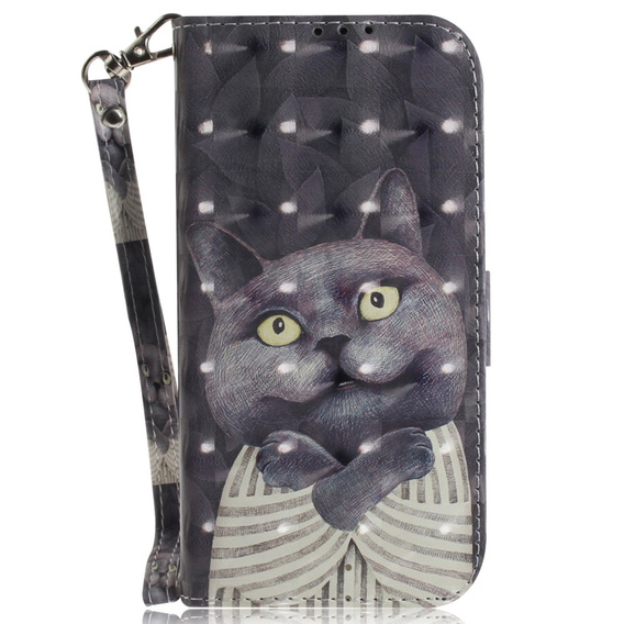 Etui z klapką do Samsung Galaxy A05s, Wallet, Cat szare