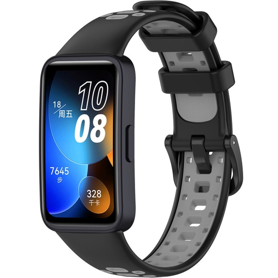 Pasek Silikonowy do Huawei Band 8 / Huawei Band 9 / Huawei Band 10, Czarny / Szary