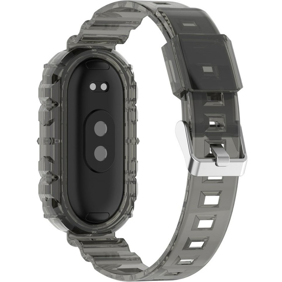 Pasek Silikonowy do Xiaomi Smart Band 10 / 9 / 8, Przezroczysty czarny