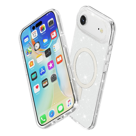 Etui do iPhone Air, do MagSafe, brokatowe, przezroczyste