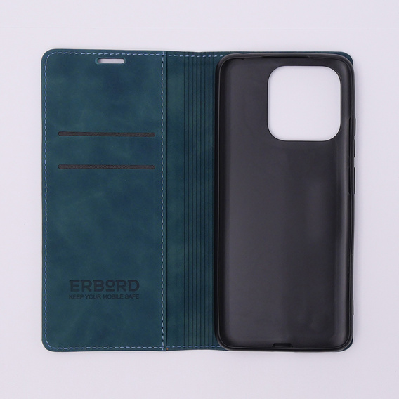 Etui do Xiaomi Redmi 12C, ERBORD Vintage portfel z klapką, niebieskie