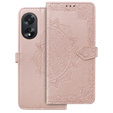 Etui z klapką do Oppo A58 4G, Mandala, różowe rose gold