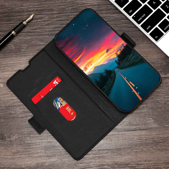 Etui z klapką do Oppo A57s, Wallet Thin Magnet, czarne