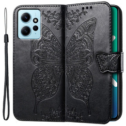 Etui z klapką do Xiaomi Redmi Note 12 4G, Butterfly, czarne