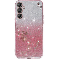 Etui do Samsung Galaxy S24, Glitter Flower, różowe rose gold