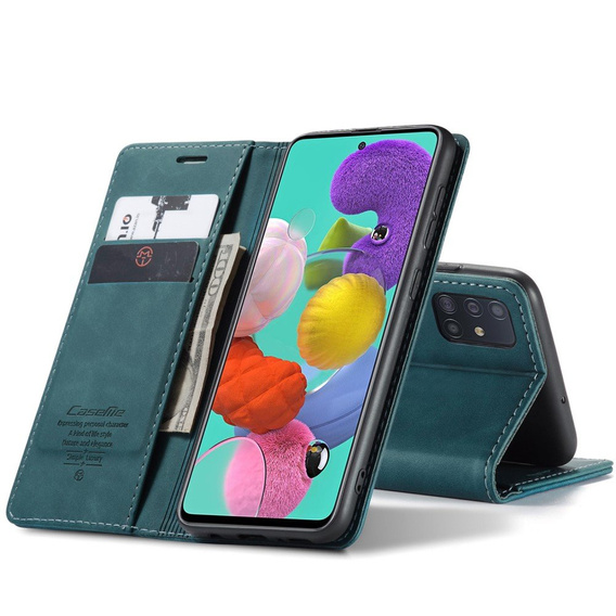 Etui CASEME do Samsung Galaxy A51, Leather Wallet Case, zielone