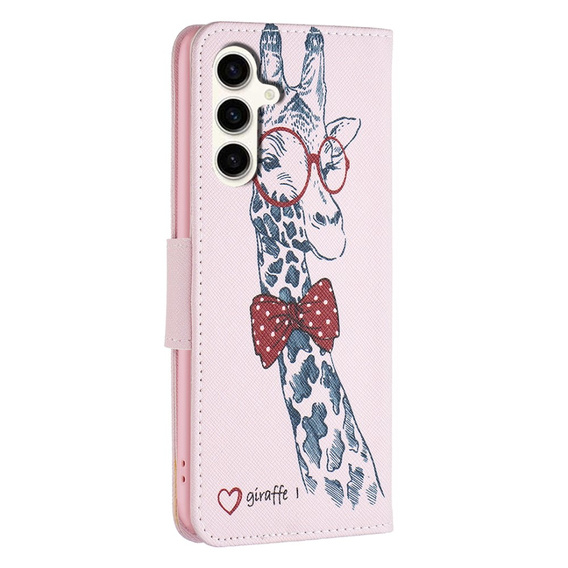 Etui z klapką do Samsung Galaxy S23 FE, Wallet, Giraffe różowe