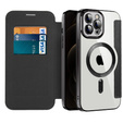 Etui z klapką do iPhone 12 Pro, RFID Wallet MagSafe z ochroną aparatu, czarne