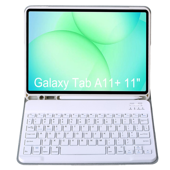 Etui z klawiaturą do Samsung Galaxy Tab A11+, Leather Pen Slot, szare
