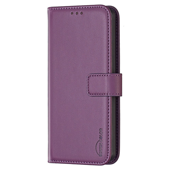 Etui z klapką do Samsung Galaxy A25 5G, BINFEN Wallet, ciemnofioletowe + szkło 9H