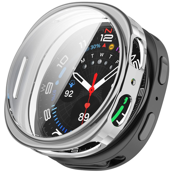 2w1 Etui z Osłoną na Ekran do Samsung Galaxy Watch 8 44mm, Srebrne