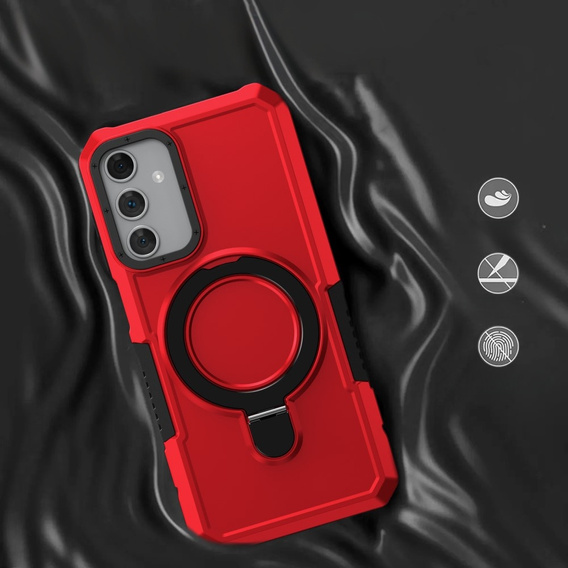 Etui do Samsung Galaxy A15 5G, Kickstand Ring, czerwone + szkło 9H