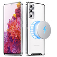 Etui z ochroną aparatu do Samsung Galaxy S20 FE, CamShield MagSafe, przezroczyste / srebrne