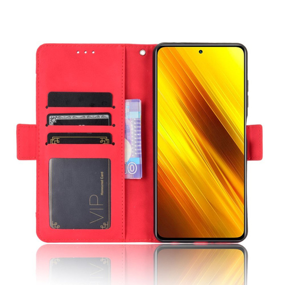 Etui z klapką do Xiaomi Poco X3 NFC / Poco X3 Pro, Card Slot, czerwone