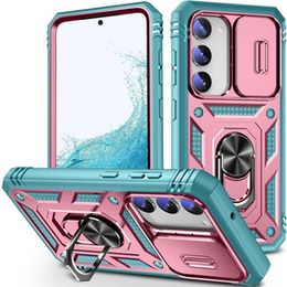 Etui pancerne do Samsung Galaxy S23 Plus, CamShield Slide, różowe / zielone