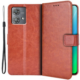 Etui z klapką do Motorola Edge 40 Neo, Crazy Horse Wallet, brązowe