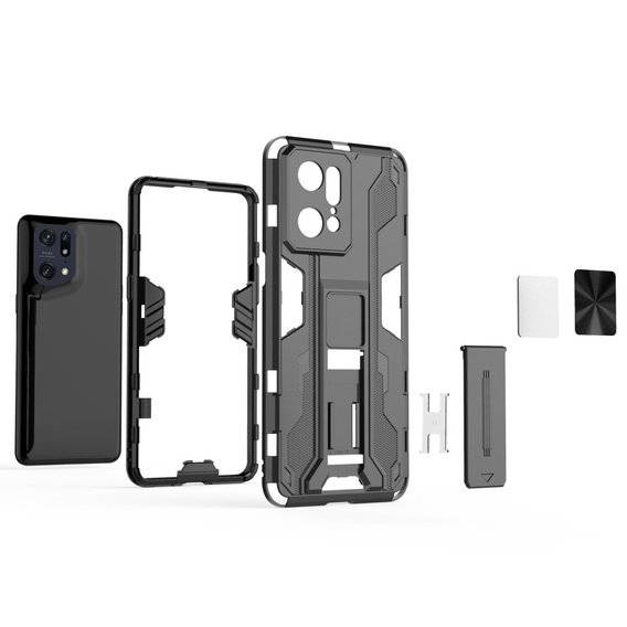 Etui do Oppo Find X5 Pro, Military kickstand, czarne