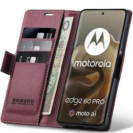 Etui do Motorola Edge 60 Pro, ERBORD Glossy Litchi, portfel z klapką, czerwone