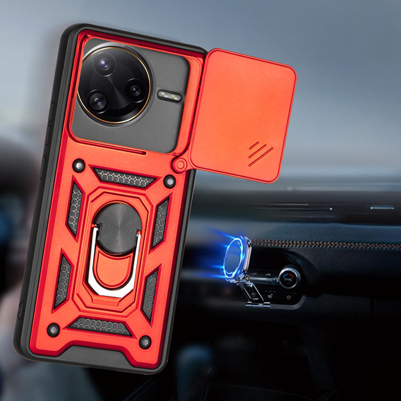 Etui pancerne do Xiaomi Poco F7 Pro, CamShield Slide, czerwone
