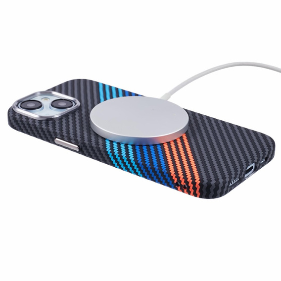 Etui do iPhone 14, Carbon Fiber MagSafe, granatowe