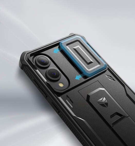 Dexnor wytrzymałe etui do Samsung Galaxy S25 Edge z osłoną kamery i podstawką - czarne