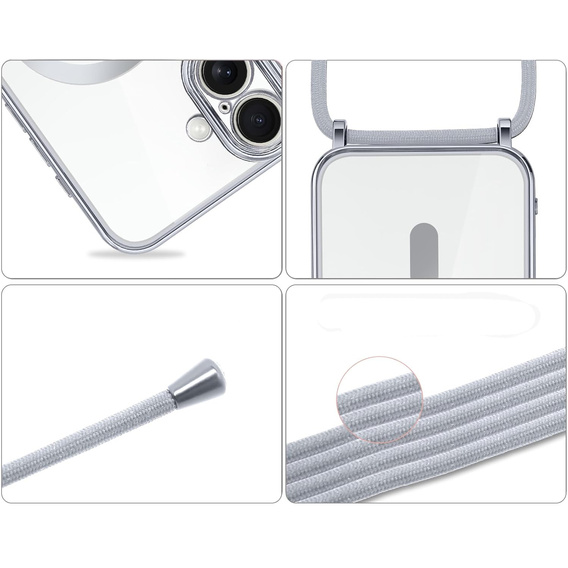 Etui do iPhone 17, Electro MagSafe, srebrne + Smycz