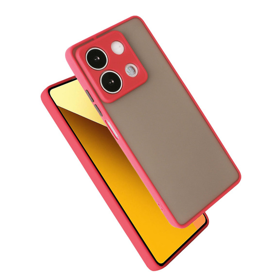 Etui silikonowe do Xiaomi Redmi Note 13 5G, z ochroną aparatu, przezroczyste / czerwone + Szkło hartowane 9H