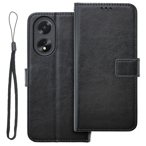 Etui z klapką do Oppo A58 4G, Crazy Horse Wallet, czarne