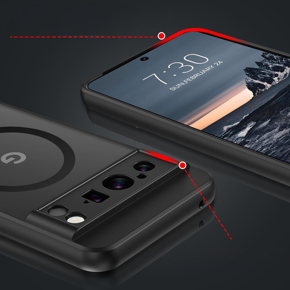 Etui do Google Pixel 8 Pro, do MagSafe, ERBORD Matt Case, czarny