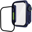 2w1 Etui + Szkło Hartowane do Apple Watch 7/8/9 45MM, Granatowe/Zielone