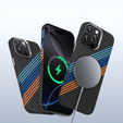 Etui do iPhone 13 Pro Max, Carbon Fiber MagSafe, granatowe