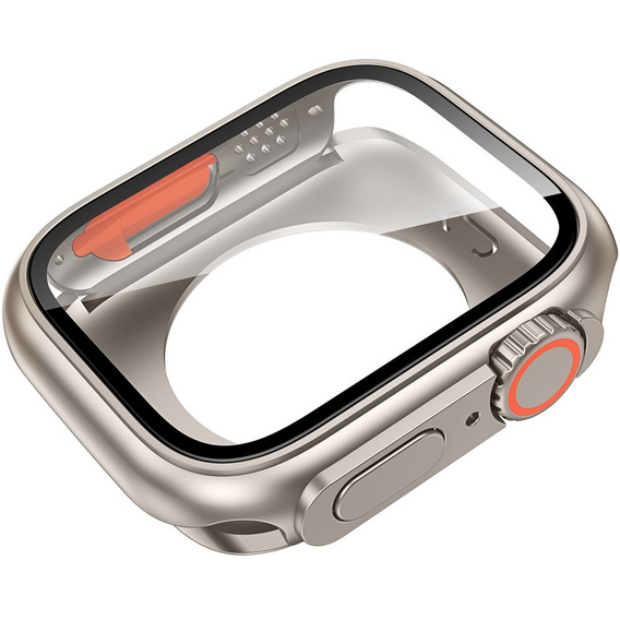 Zestaw Pasek Nylonowy + Etui 2w1 do Apple Watch 7/8/9 45mm, Czarny / Pomarańczowy