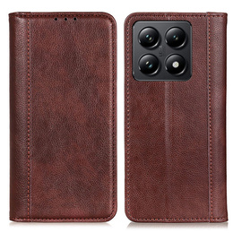 Etui do Xiaomi 14T Pro, Wallet Litchi Leather, brązowe