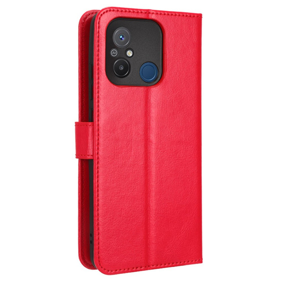 Etui z klapką do Xiaomi Redmi 12C, Crazy Horse Wallet, czerwone