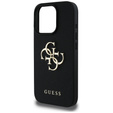 Etui GUESS do iPhone 16 Pro, Grained Big 4G and Classic Logo, czarne