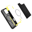 Etui Spigen do iPhone 16 Pro Max, Rugged Armor MagSafe, czarne + Szkło Hartowane 9H