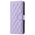 Etui z klapką do Samsung Galaxy S25 FE, Rhombus Crossbody Leather, fioletowe