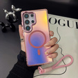 Etui do Samsung Galaxy S25 Ultra MagSafe Laser TPU z paskiem – różowe/kolorowe