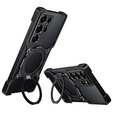 Etui do Samsung Galaxy S25 Ultra, Kickstand Bumper, z osłoną obiektywu, do MagSafe, czarne / srebrne
