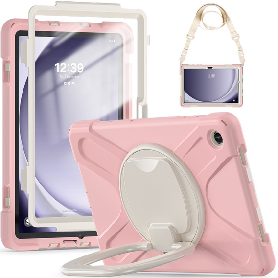 Etui do Samsung Galaxy Tab A9+ X210 / X215 / X216B, Pancerne obrotowe 360, Różowe