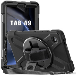 Etui do Samsung Galaxy Tab A9 X110 / X115, Pancerne obrotowe 360, Czarne