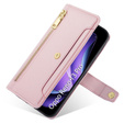 Etui z klapką do Oppo Reno 13 Pro, Wallet Zipper Pocket, różowe