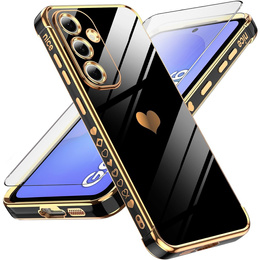 Etui do Samsung Galaxy A36 5G, Electro heart, czarne + Szkło 9H