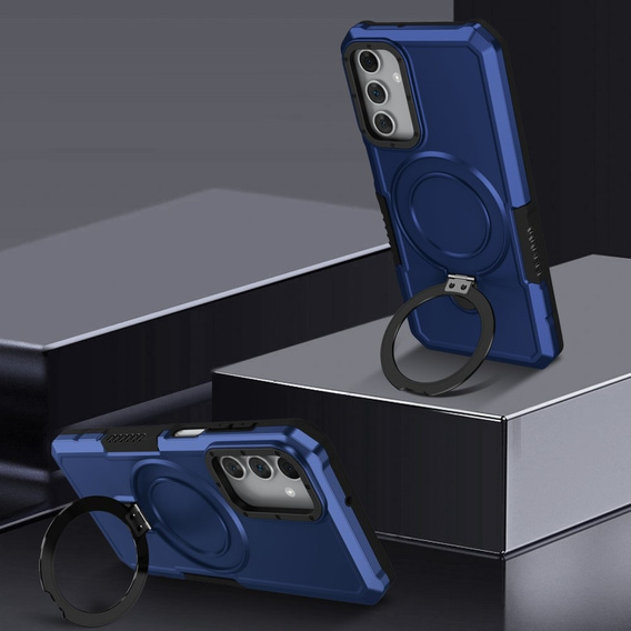 Etui do Samsung Galaxy A15 5G, Kickstand Ring, niebieskie + szkło 9H