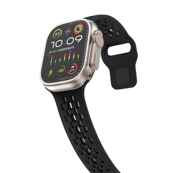 Pasek Silikonowy do Apple Watch 1/2/3/4/5/6/7/8/9/10/11/SE Ultra 1/2/3 42/44/45/46/49mm, Czarny